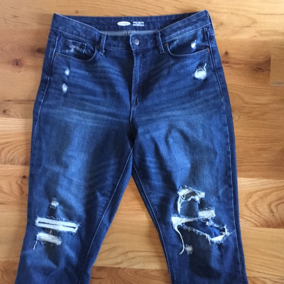 Old Navy Power Straight High Rise Distressed Jeans - Picture 1 of 8